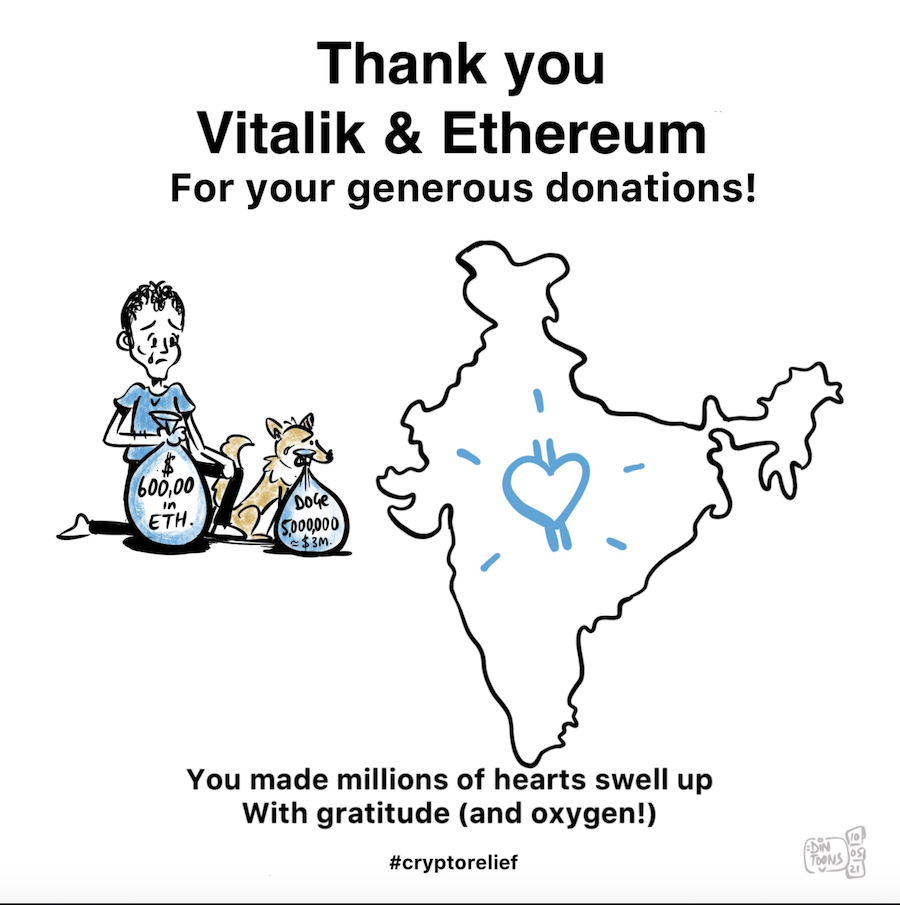 vitalik buterin, crypto relief, india, ethereum