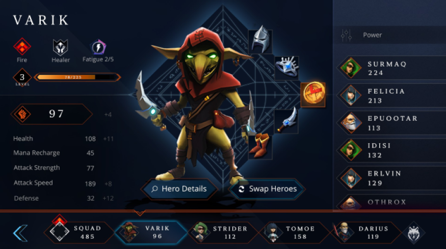 Menu de heroe