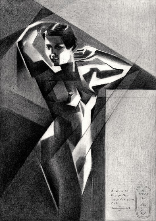 cubist nude graphite pencil drawing