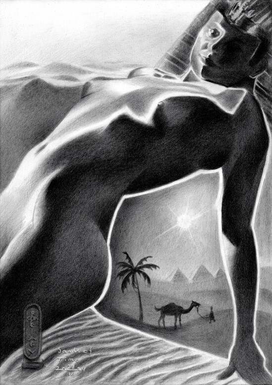 surrealist nude graphite pencil drawing