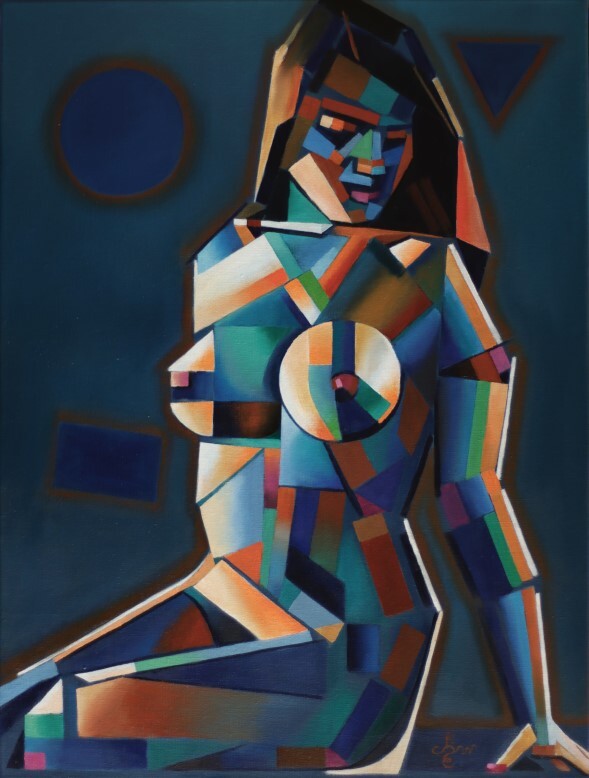 cubist nude oil painting