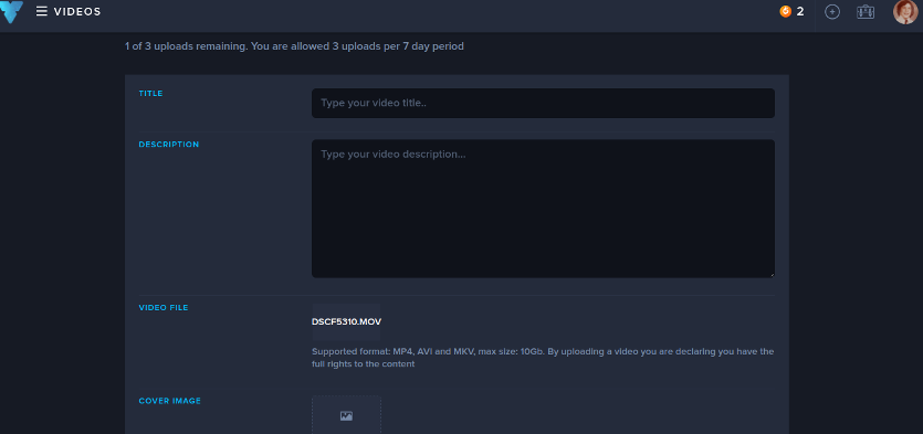Upload Screen