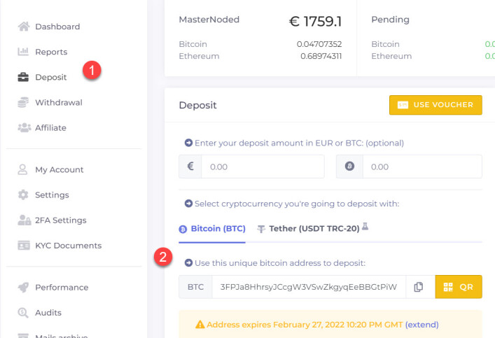 Deposit options