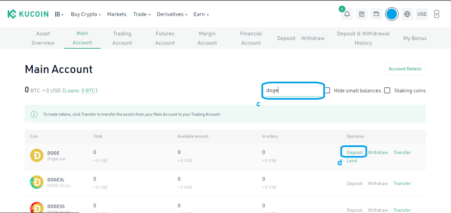 3. Deposit Crypto of your choice
