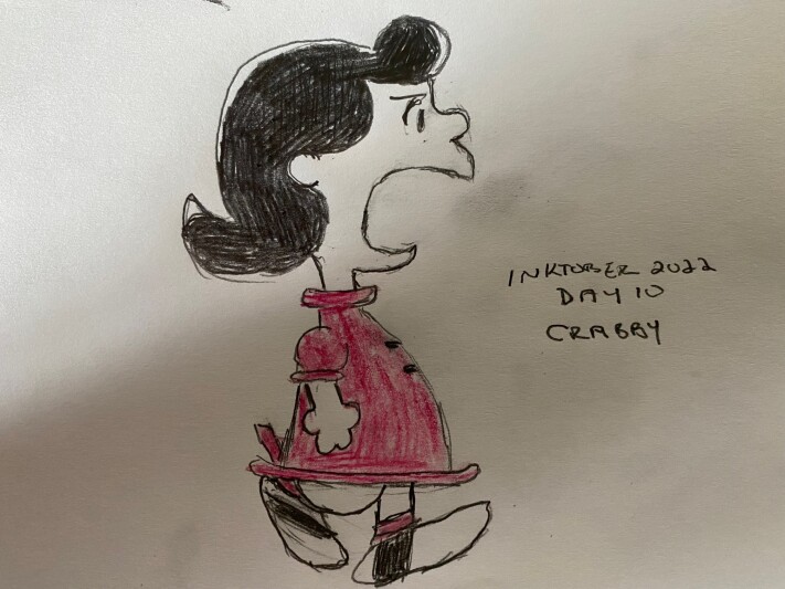 Lucy Van Pelt shouting - Colored pencil and pencil