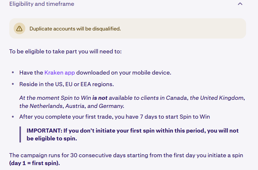 Kraken Spin to Win Qualifications and Eligibility