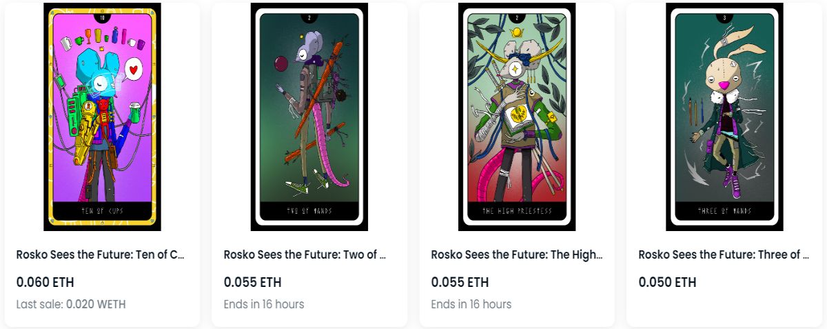 Screenshot of Rosko Sees the Future NFT collectibles on OpenSea