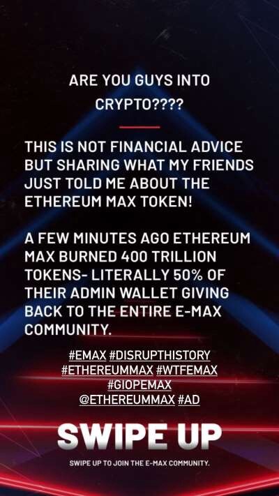 Kim Kardashian IG story for EthereumMax