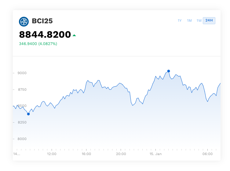 Chart of the BCI25 index on bitpanda