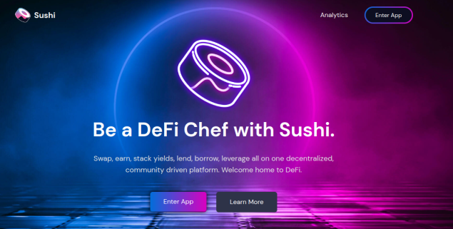 ancient sushiswap landing page