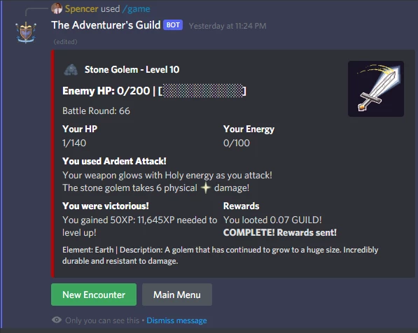 Just barely scraped by! .07 GUILD awarded