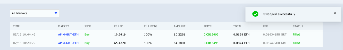 Loopring Swap Fee results