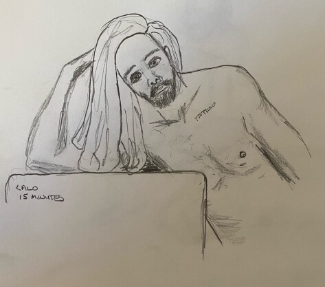 Lalo leaning - 15 minute timed pencil sketch