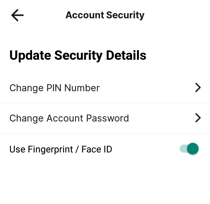 image of Account Security settings on Pintu
