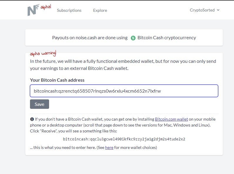 noise.cash wallet setup