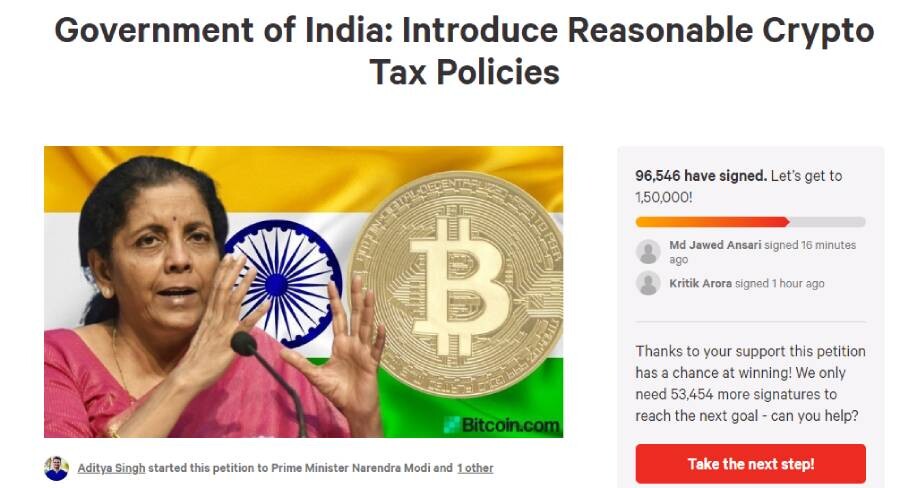 india, crypto, tax, petition, trading, investing