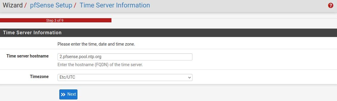 step 3 time server configuration pfsense setup wizard