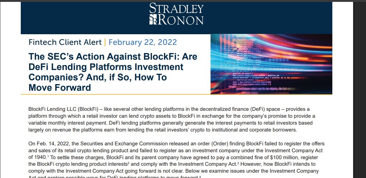 Infographic showing BlockFi’s timeline of collapse, SEC fines, and bankruptcy, used as an educational warning in DeFi content.