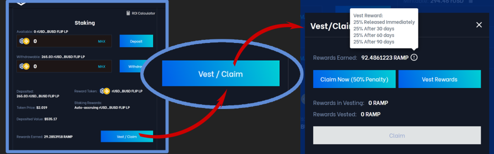 RAMP DeFi Vesting &amp; Claiming Rewards