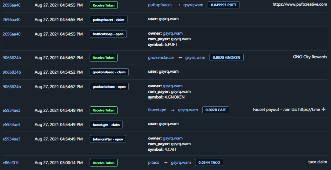 CAIT/TACO Faucet Claims