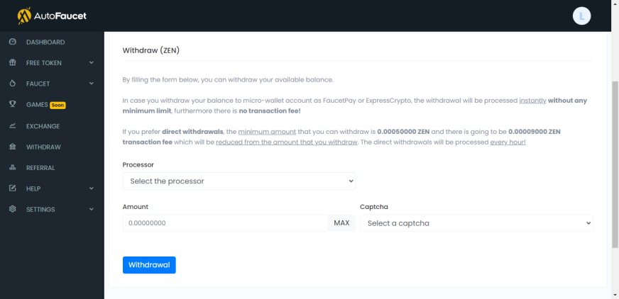 AutoFaucet Withdraw