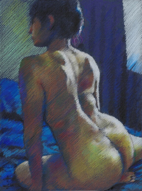 impressionist nude colored pencil drawing