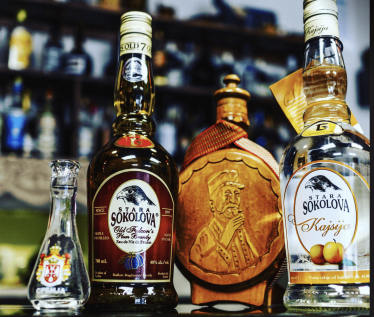 bottle of rakija plumb brandy called Stara Sokolova
