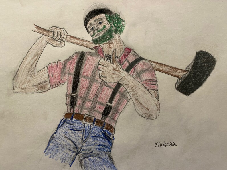 colored pencil drawing of hipster lumberjack