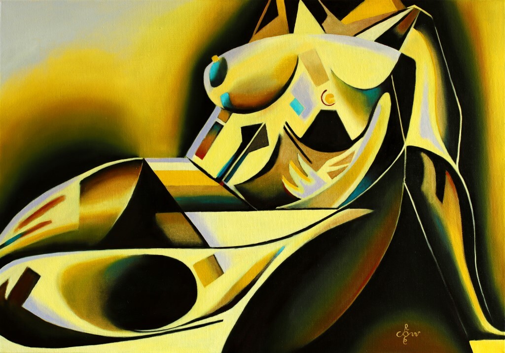 cubist nude oil painting