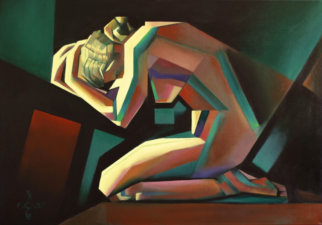 cubist nude oil painting