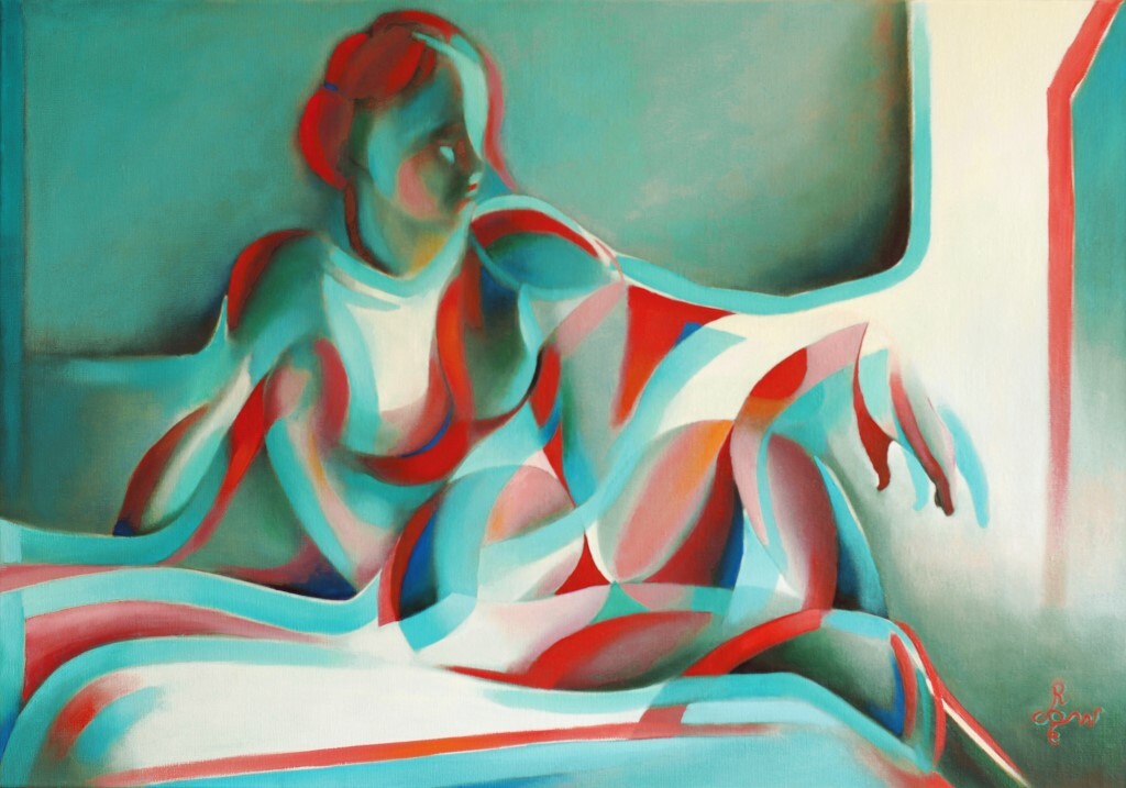 cubist nude oil painting