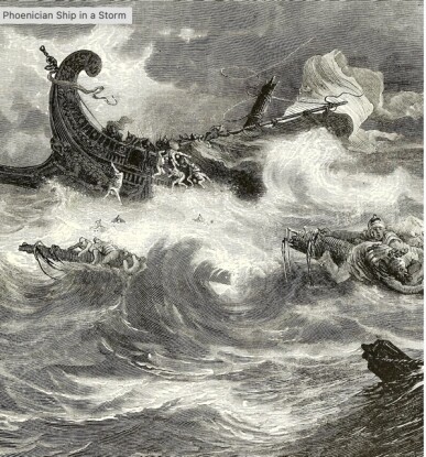 phoenicians boat on a storm image