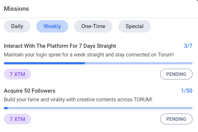 Torum missions rewards