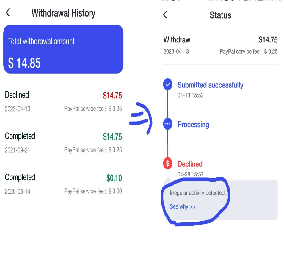 clipclaps withdrawal declined