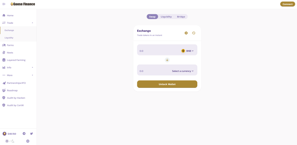 Goose Finance DeFi in the BSC Network Binance Smart Chain
