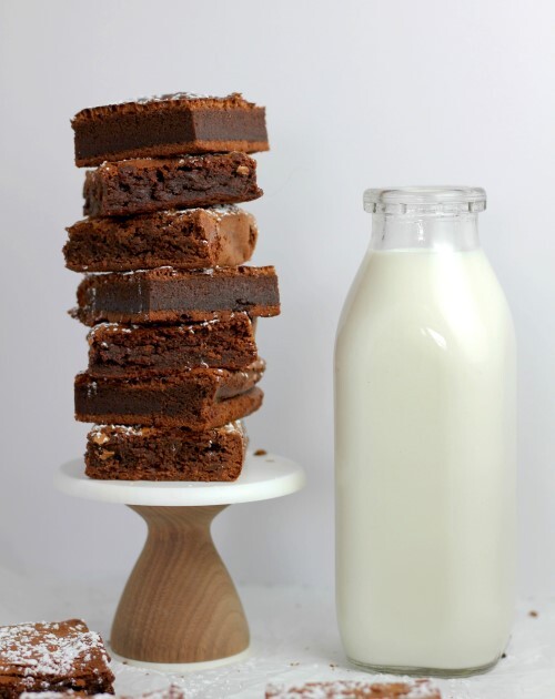 Stack of Brownies with Milk