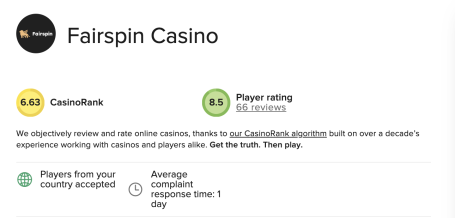 Screenshot from Askgamblers.com