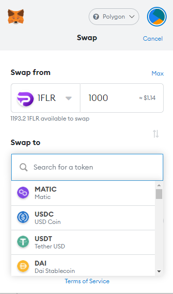 Swap in metamask