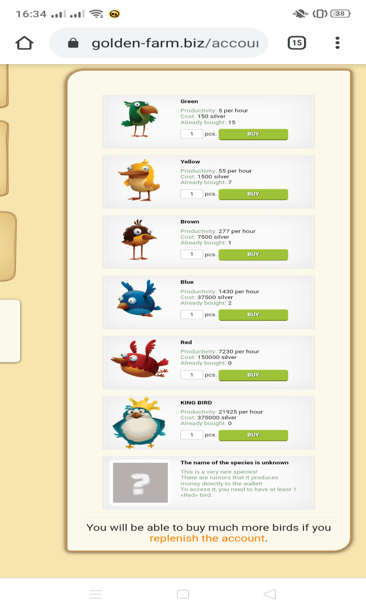 Here you see buying birds