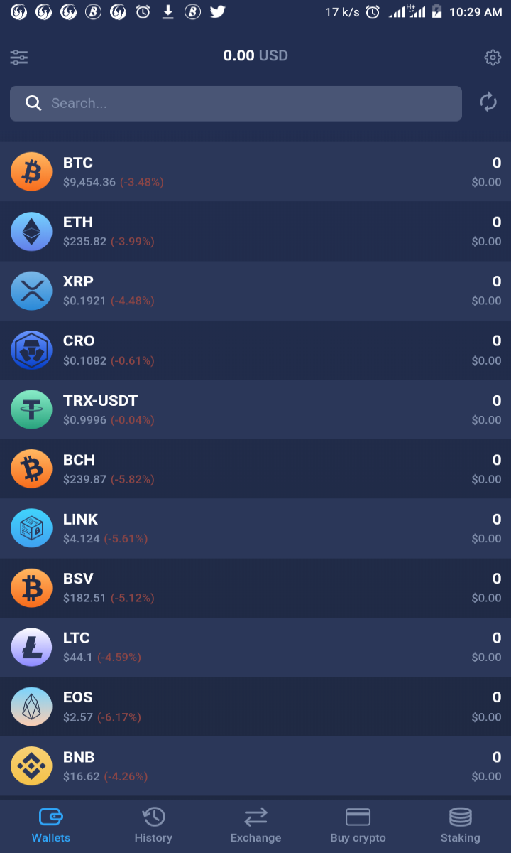 Wallet front page