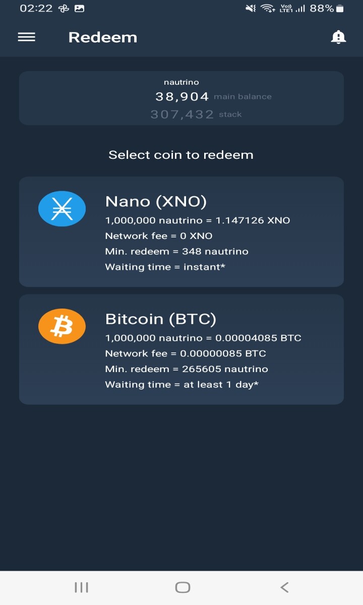 You can convert your nano in app to btc