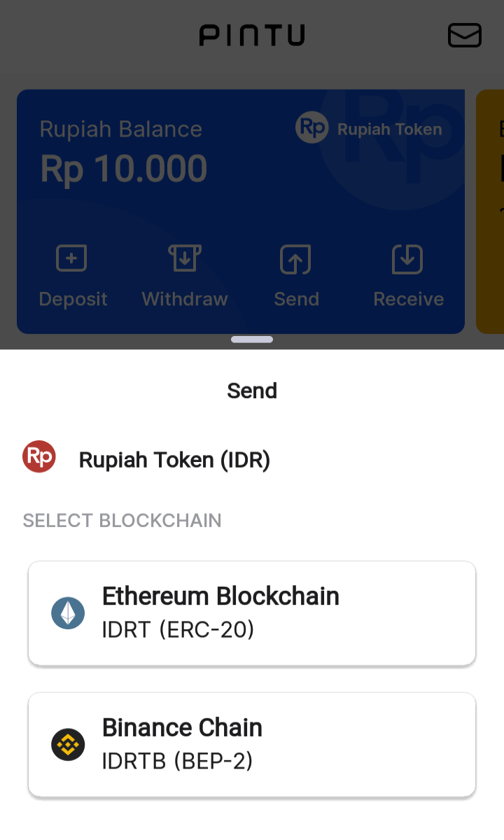 image of Pintu's crypto transfer UI
