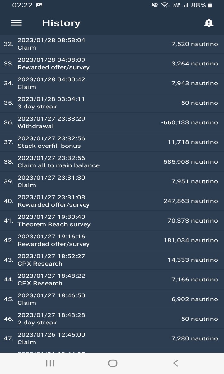 Recent screenshot of some payouts