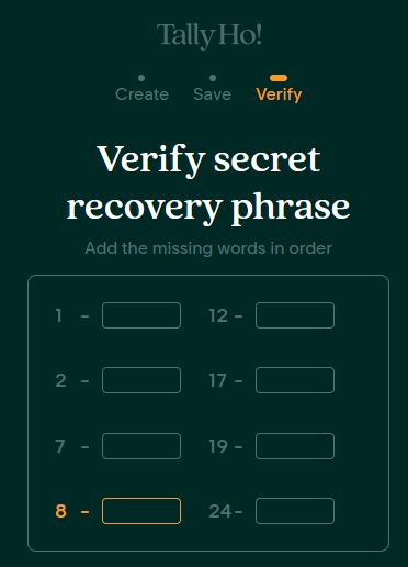 verify recovery phrase