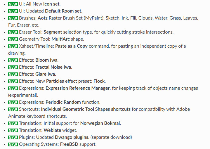 Open Toonz New Stuff Release Notes