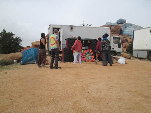 Drum Clinic Sound System in Morocco. The blue rocks, Tafroute.