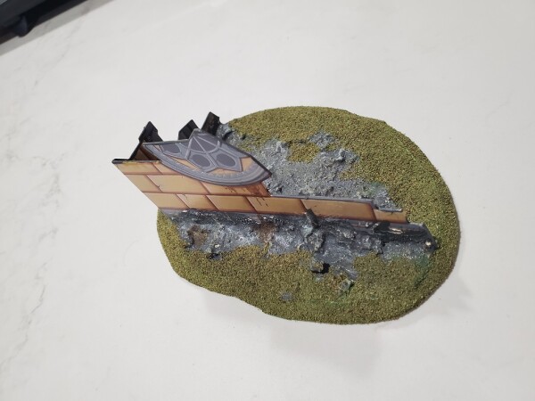 Gothic cathedral fortification seen from above (WH40K scenery)