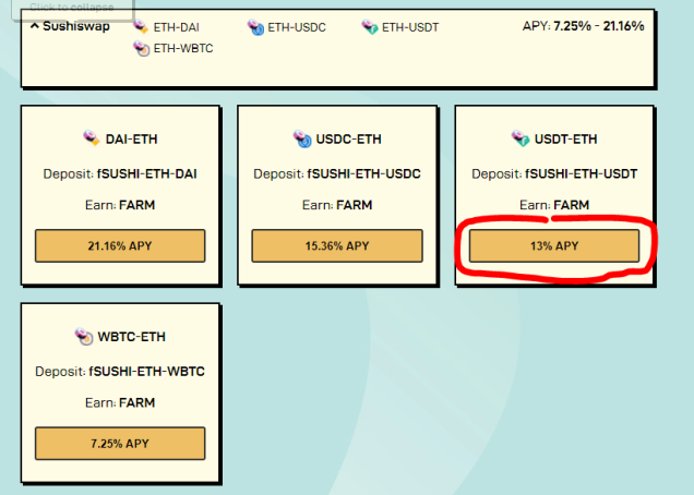Sushiswap Liquidity Farms