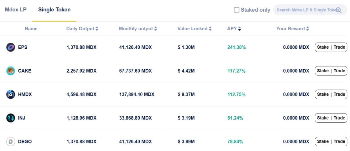 MDEX BSC Liquidity Pool Single Token Staking  Read More https://techbullion.com/dex-leader-mdex-says-binance-smart-chain-is-first-step-in-multi-chain-expansion/