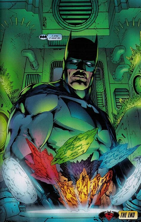The Batman - The End - DC Comics edition showing the masked hero looking at coloured crystals